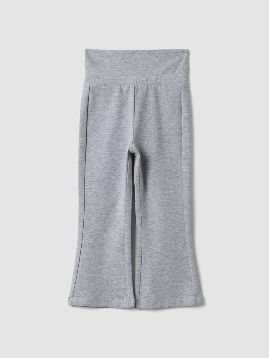 Leggings grigi flare in cotone organico e viscosa elasticizzato per bimba_0