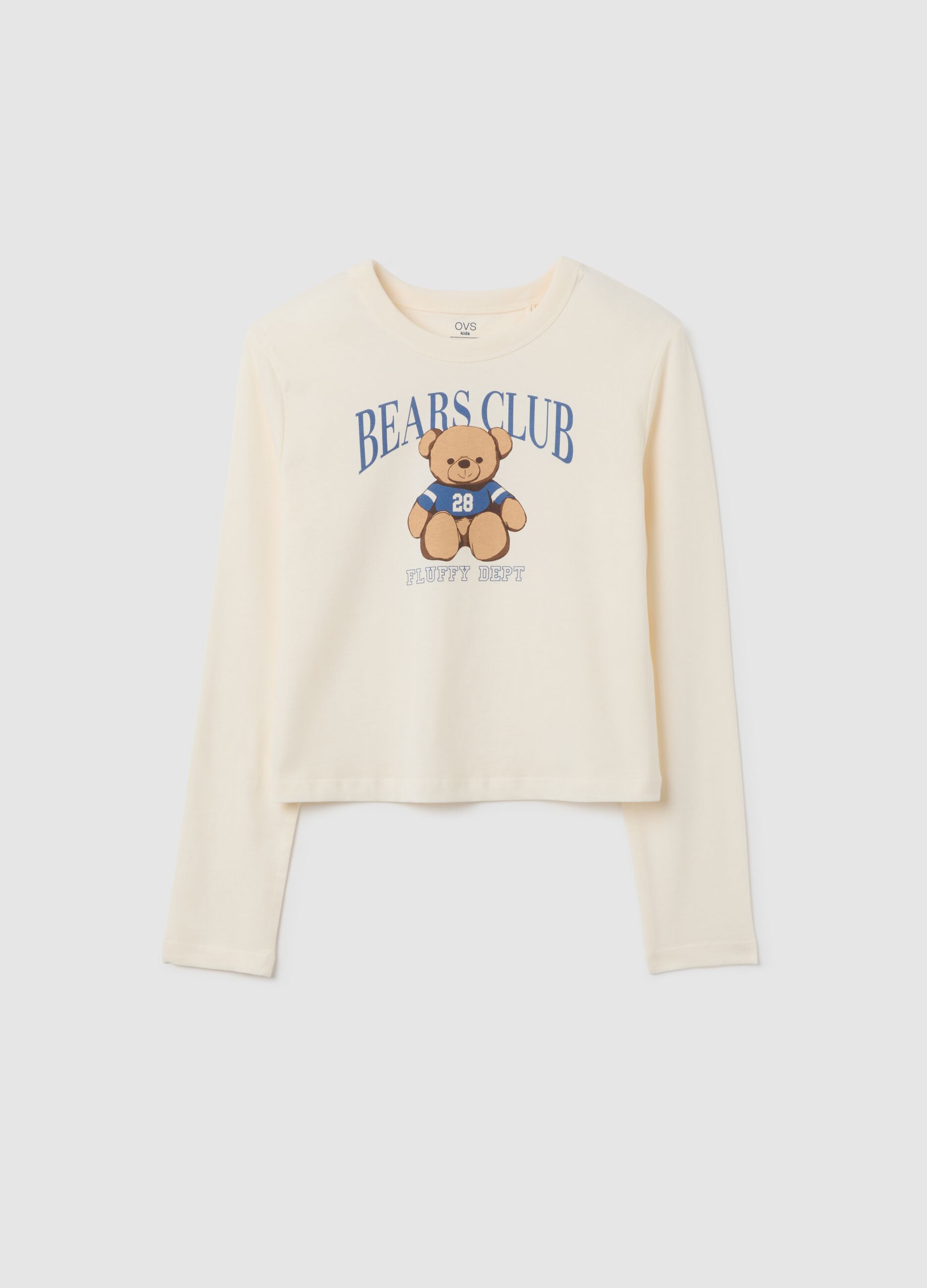 Girls' beige pure cotton regular fit top with print