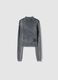 Cardigan in puro cotone grigio da ragazza slim fit con full zip_4