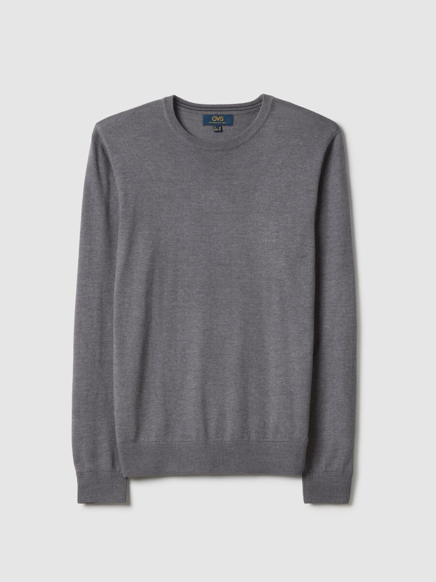 Grey crew neck cotton blend jumper regular fit_4