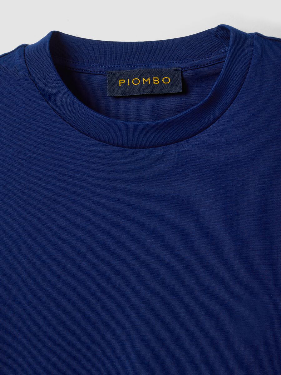 T-shirt girocollo blu in puro cotone Supima regular fit_2