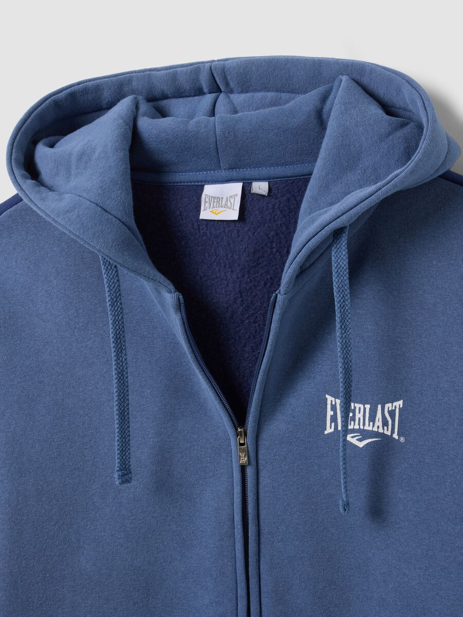 Blue cotton-blend hooded sweatshirt with logo_5