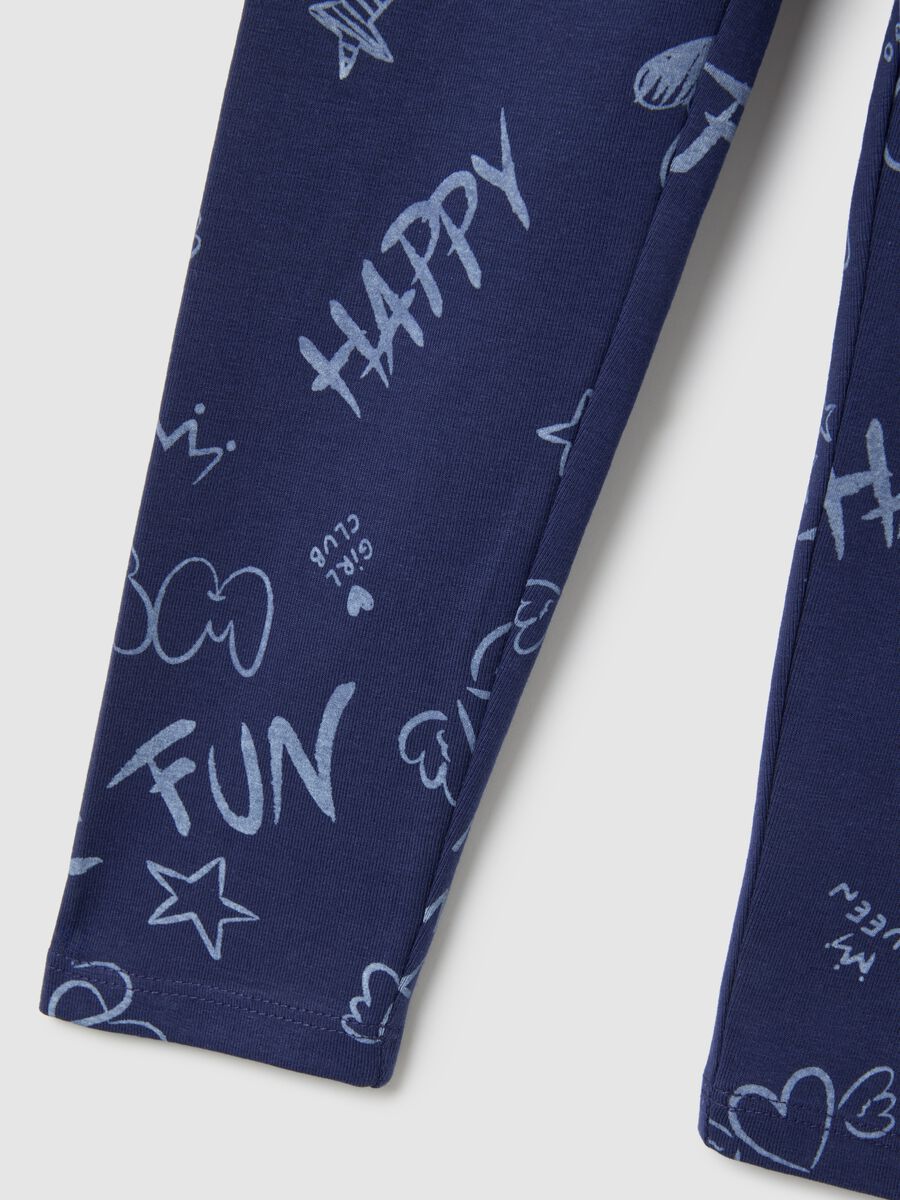 Girls' blue stretch cotton leggings_3