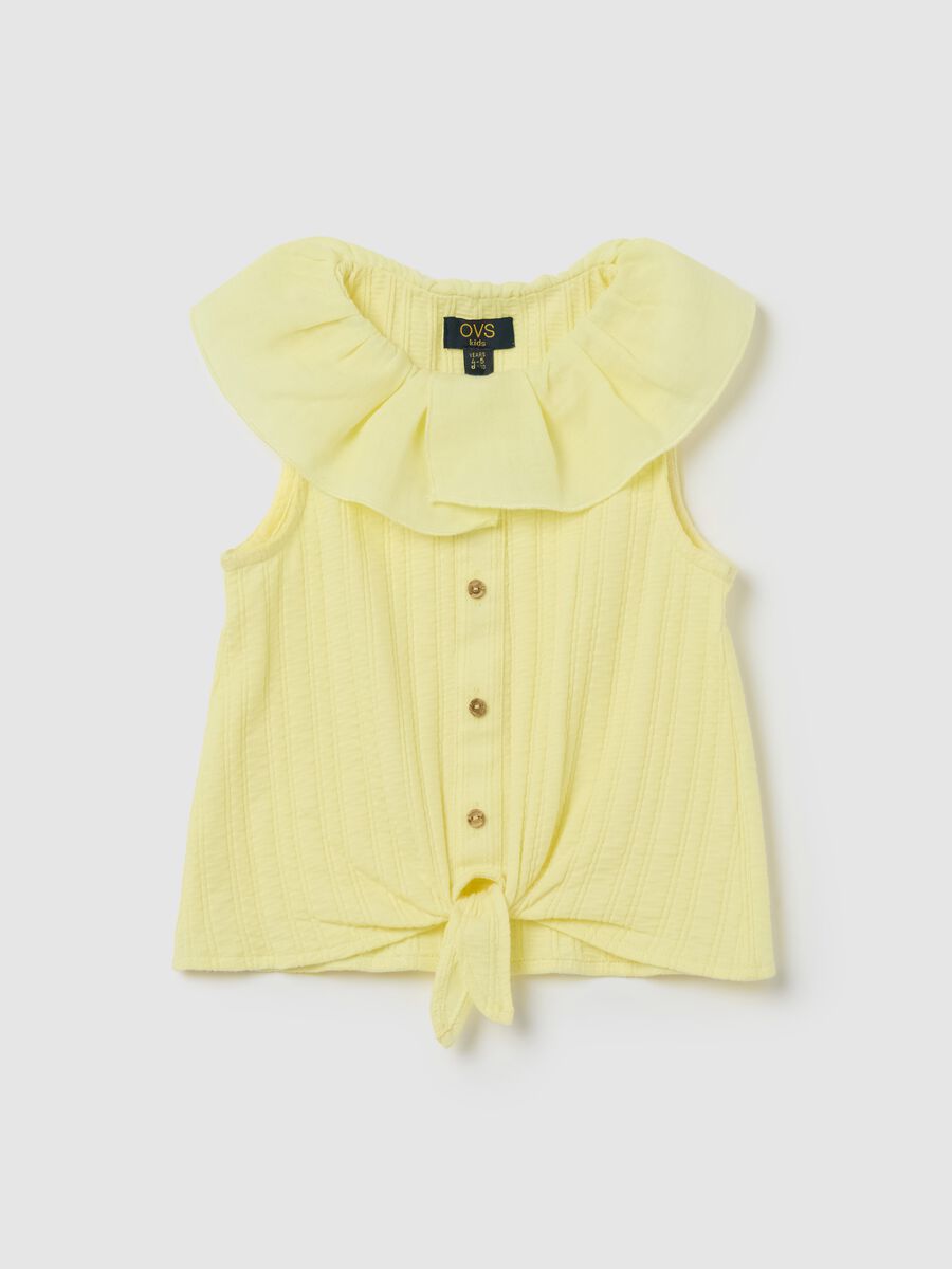 Yellow vest with collar and double flounce_0