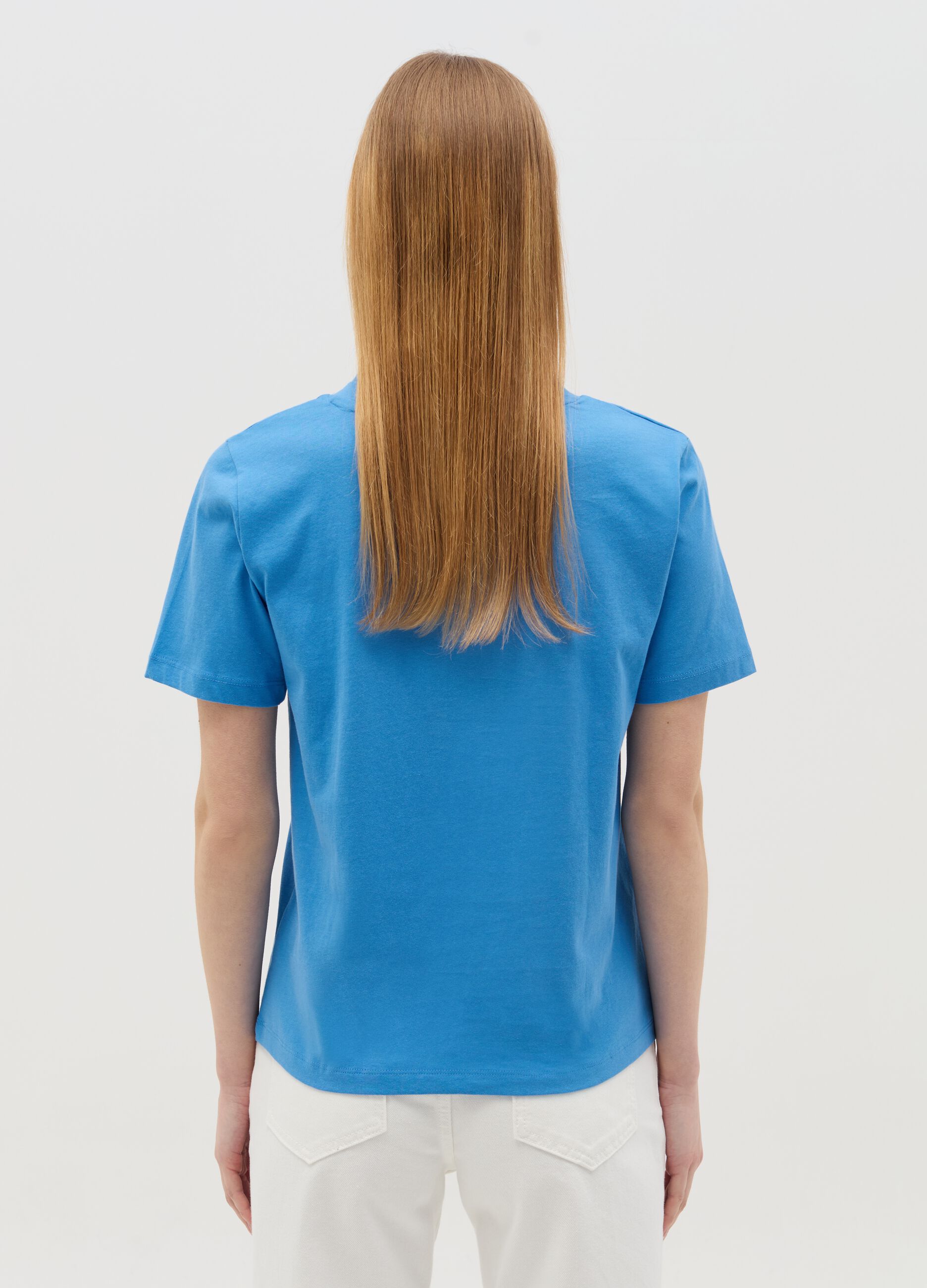 Light blue T-shirt with V neck
