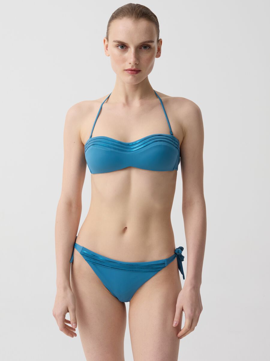 Bandeau bikini top with micro sequins_0