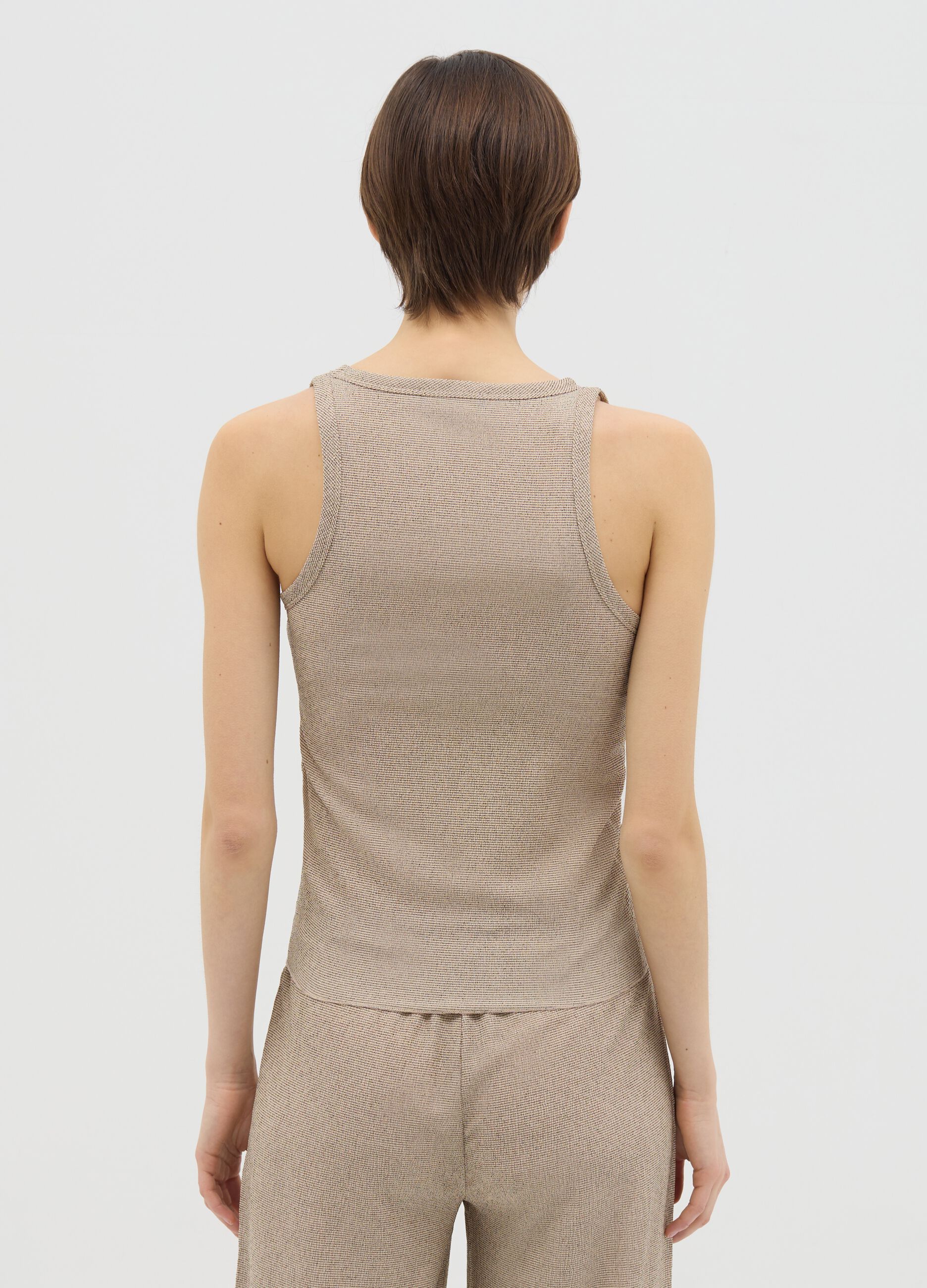 Beige tank top in stretch fabric