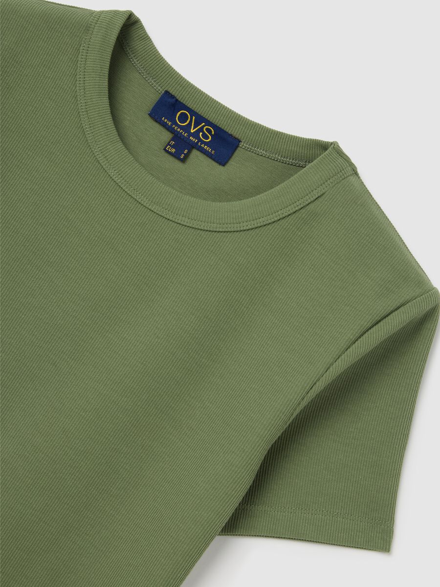 Green short sleeve stretch cotton T-shirt_5