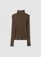 Brown ribbed viscose-blend turtleneck jumper_0