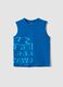 Blue organic cotton vest top with print_0