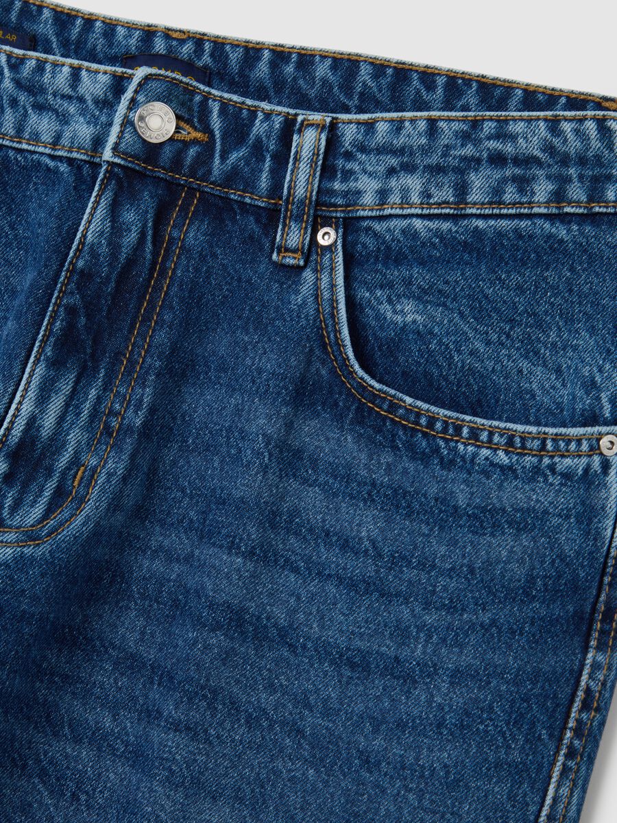 Blue pure cotton jeans regular fit_5