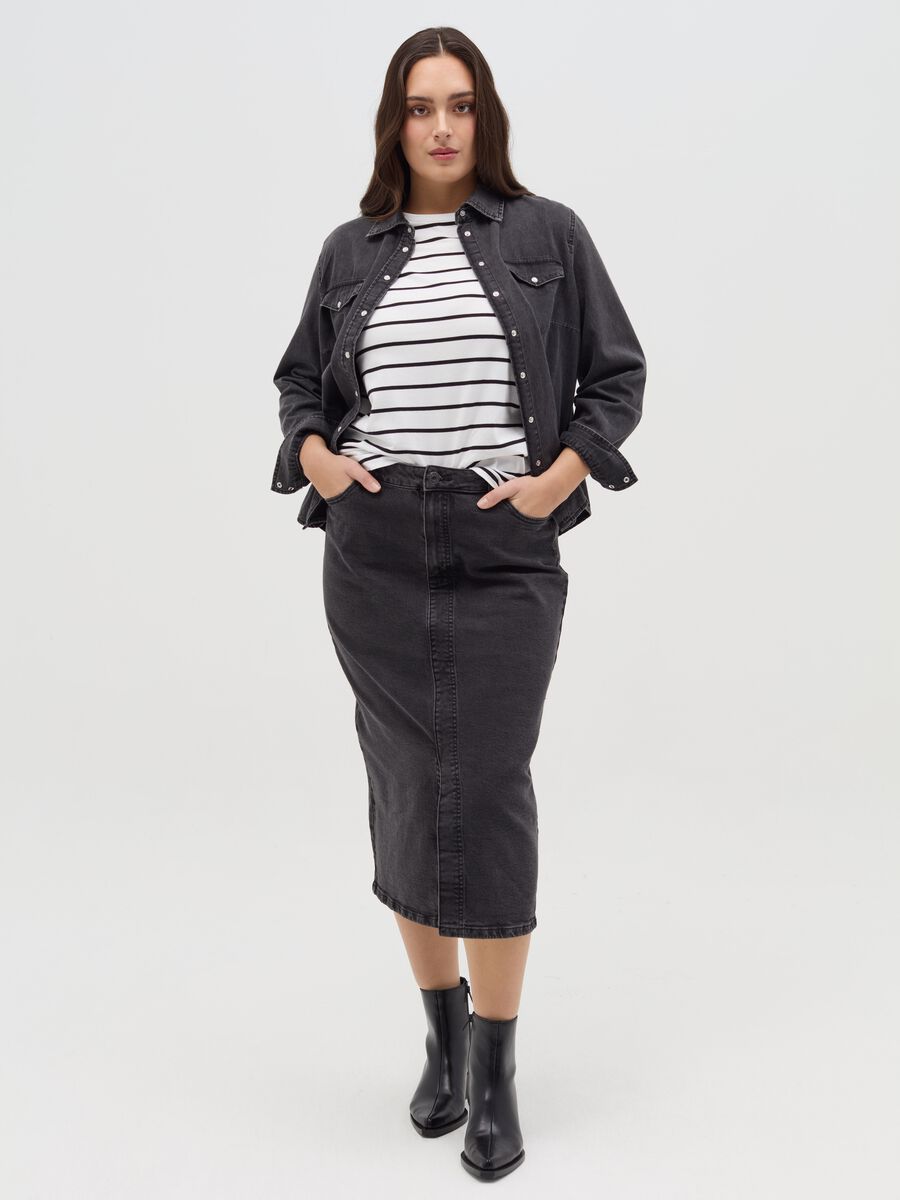 Curvy midi pencil skirt in denim_0