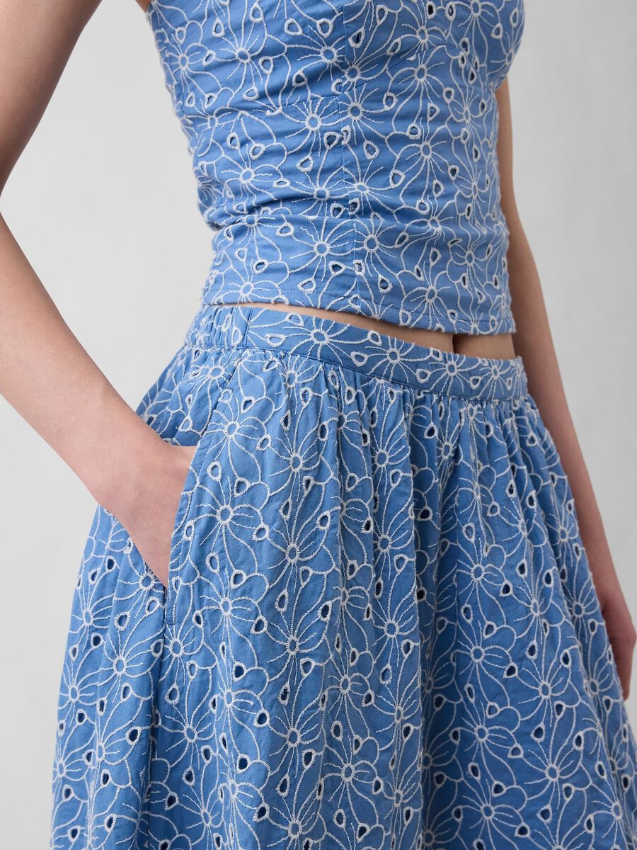 Pure cotton midi skirt with floral pattern_3