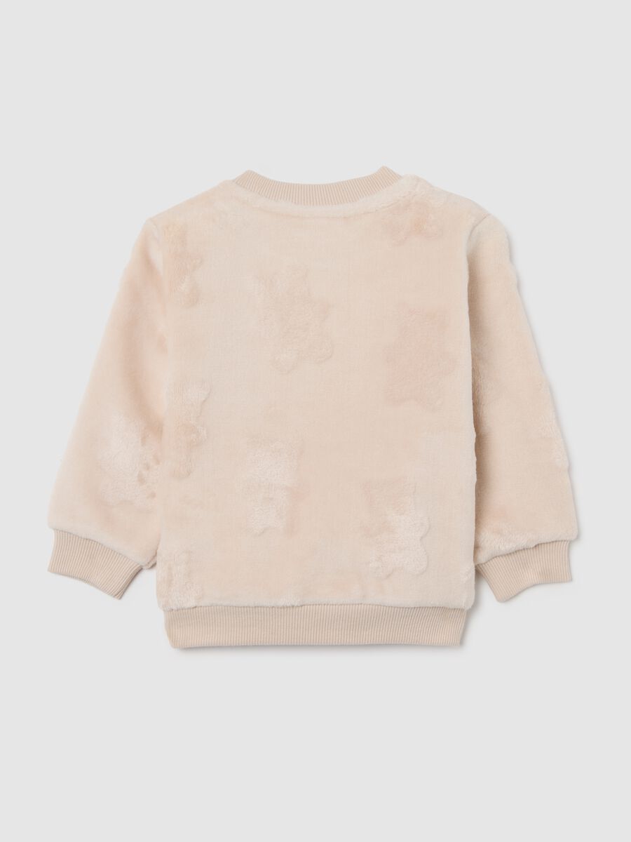 Beige regular fit toddler sweatshirt with round neck_1