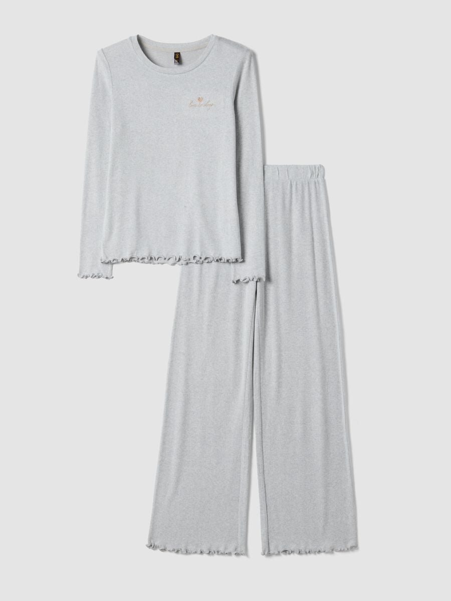 Grey stretch viscose pyjamas with crew neck_0