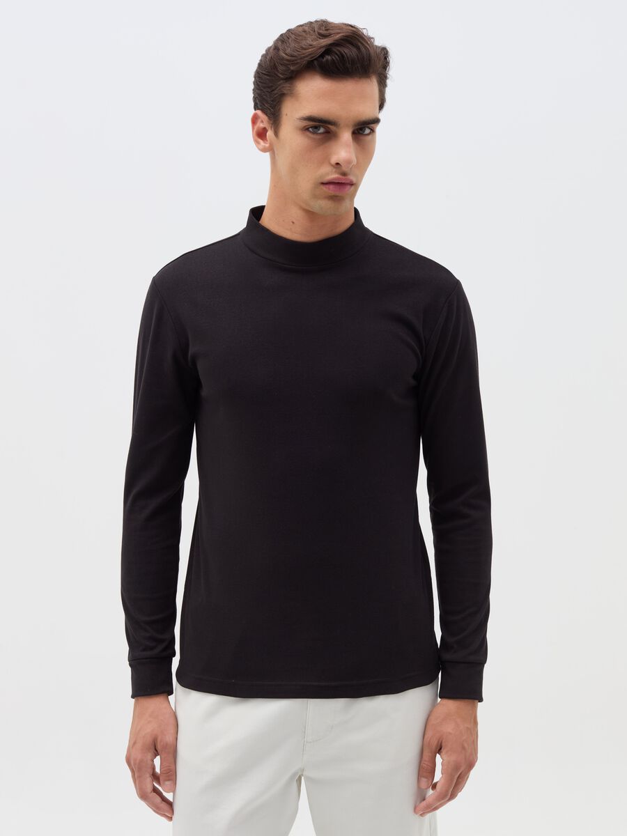 Fleece sweatshirt with mock neck_0