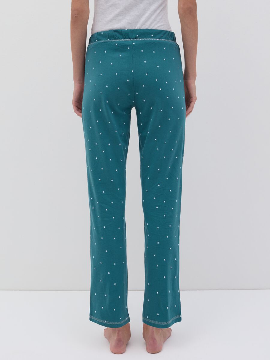 Pantalone pigiama in cotone con stampa stelline_3