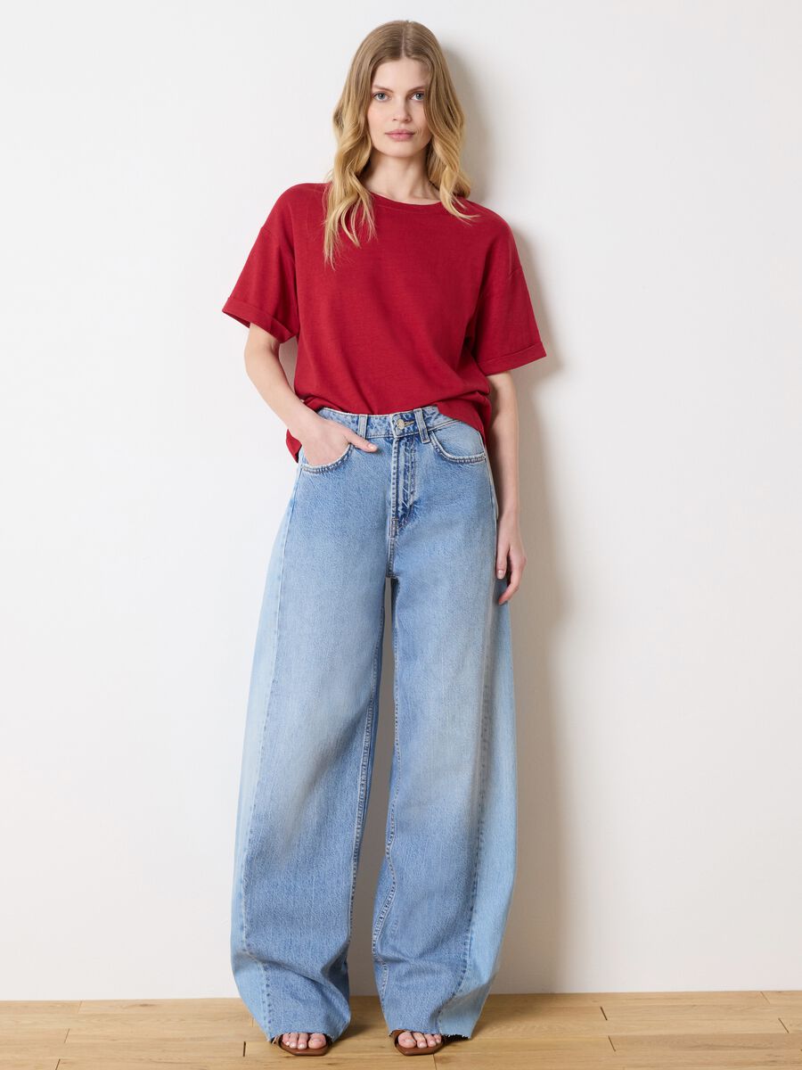 Oversized T-shirt in cotton and linen_2