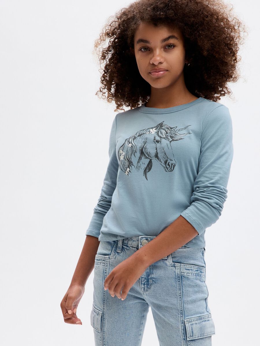 T-shirt a maniche lunghe con stampa_0