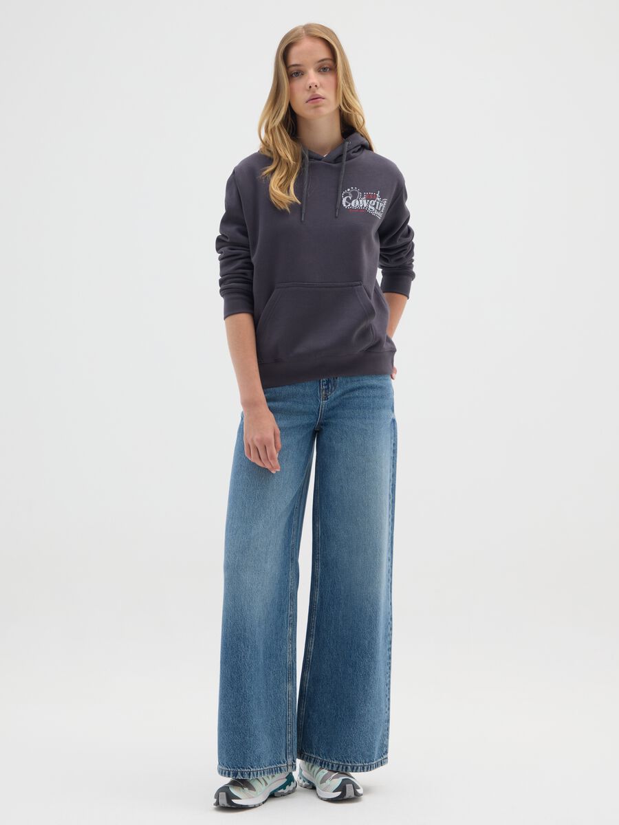 Black cotton blend sweatshirt with regular fit_1