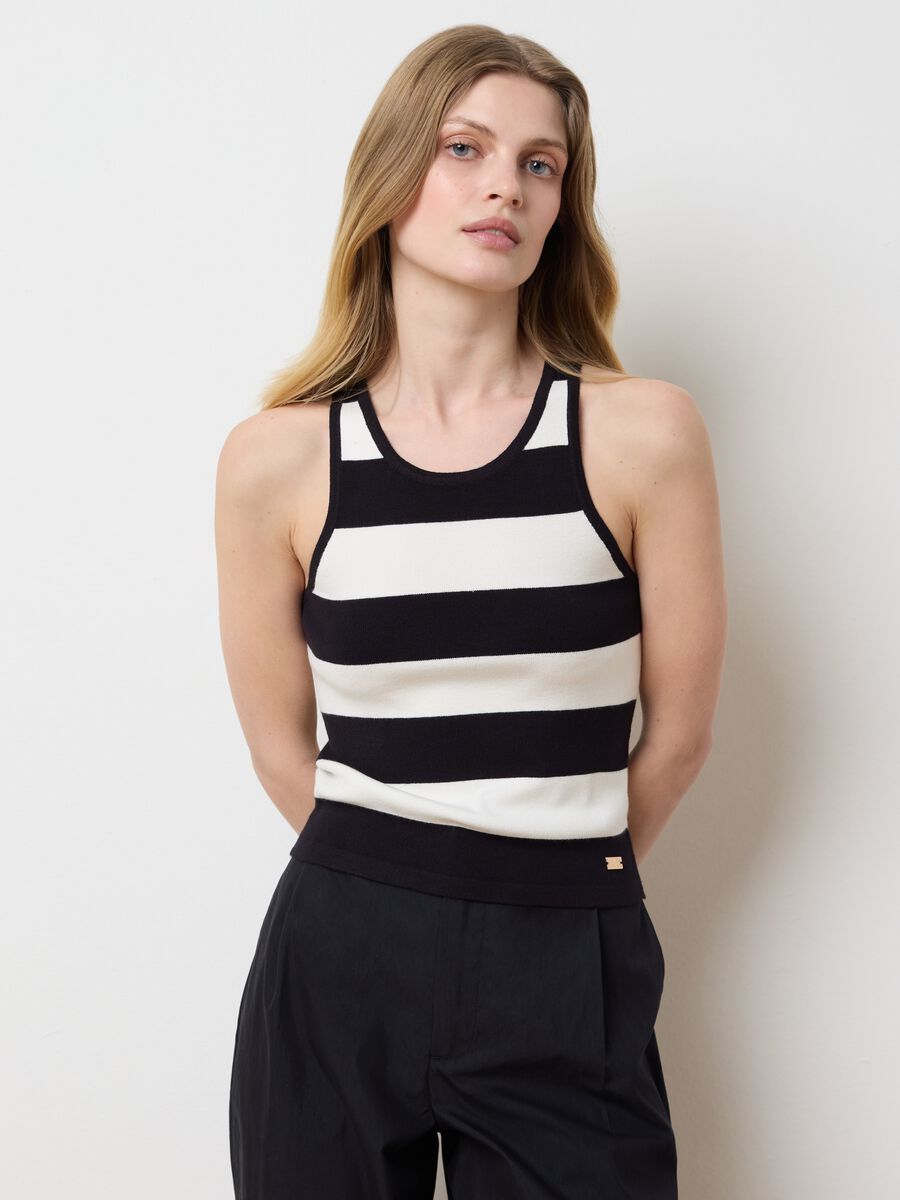 Women's multicolour viscose blend fitted top_1
