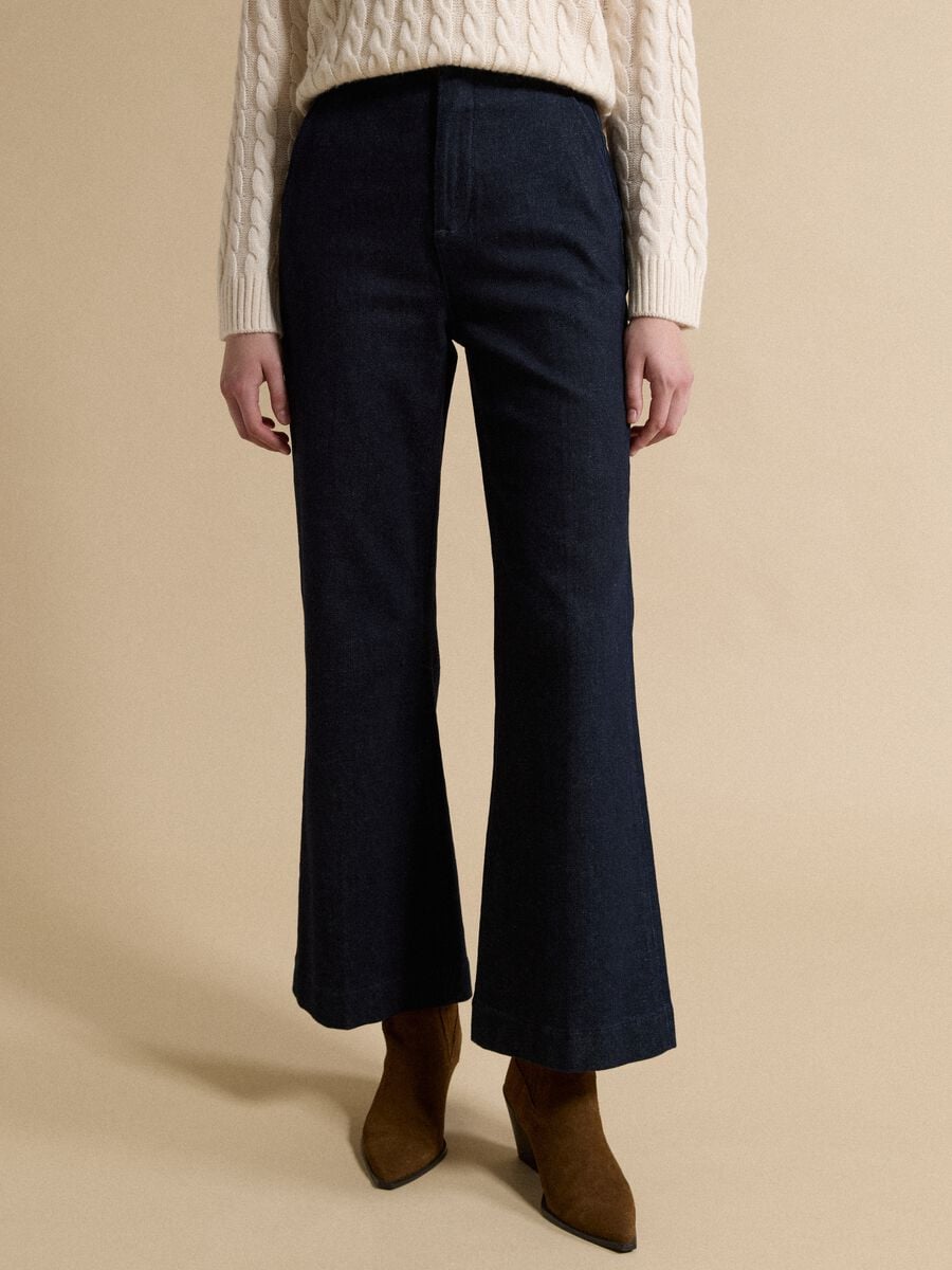 Jeans blu in cotone elasticizzato straight fit_1