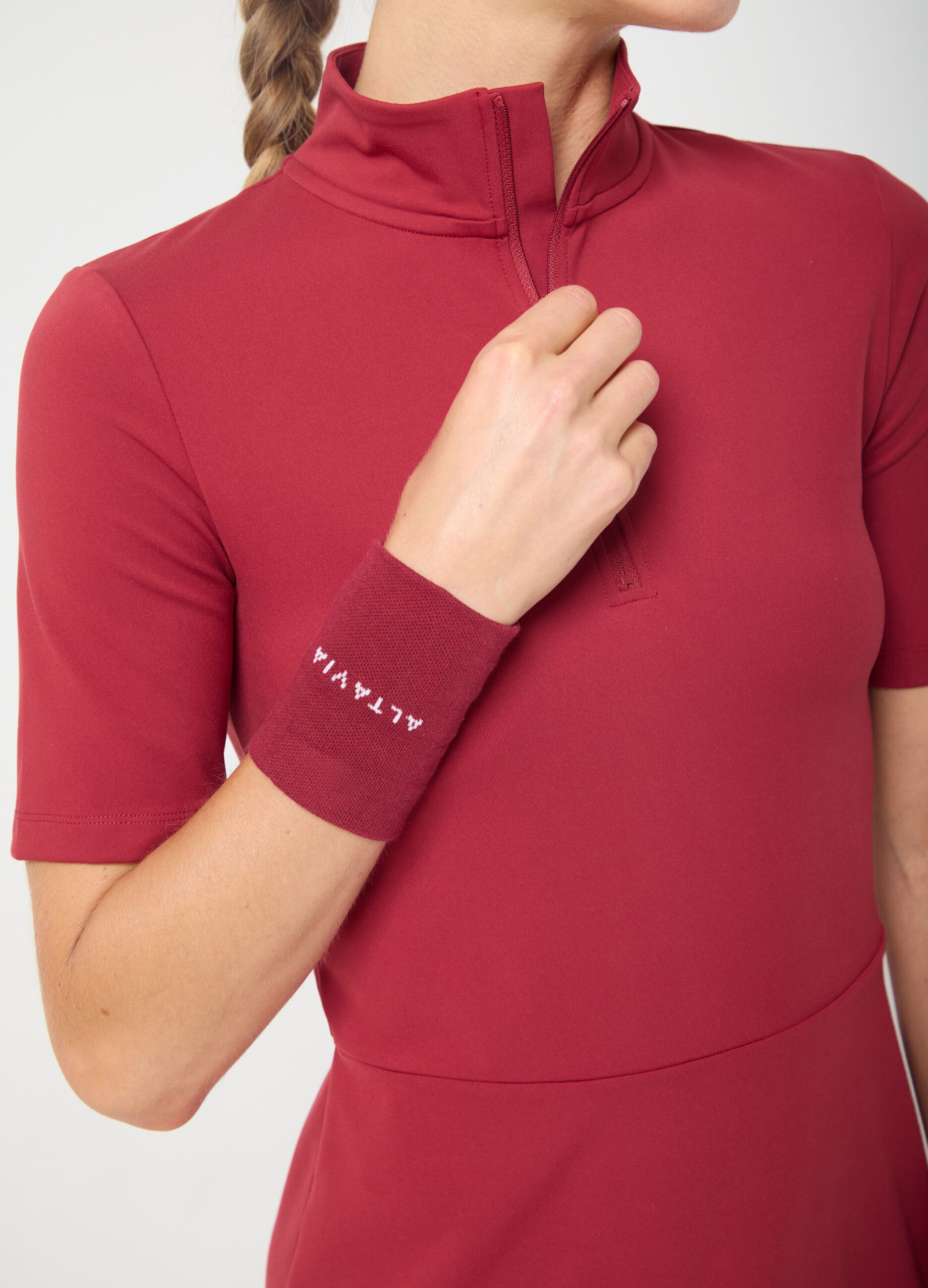 Burgundy sports dress in breathable stretch fabric ALTAVIA COURT