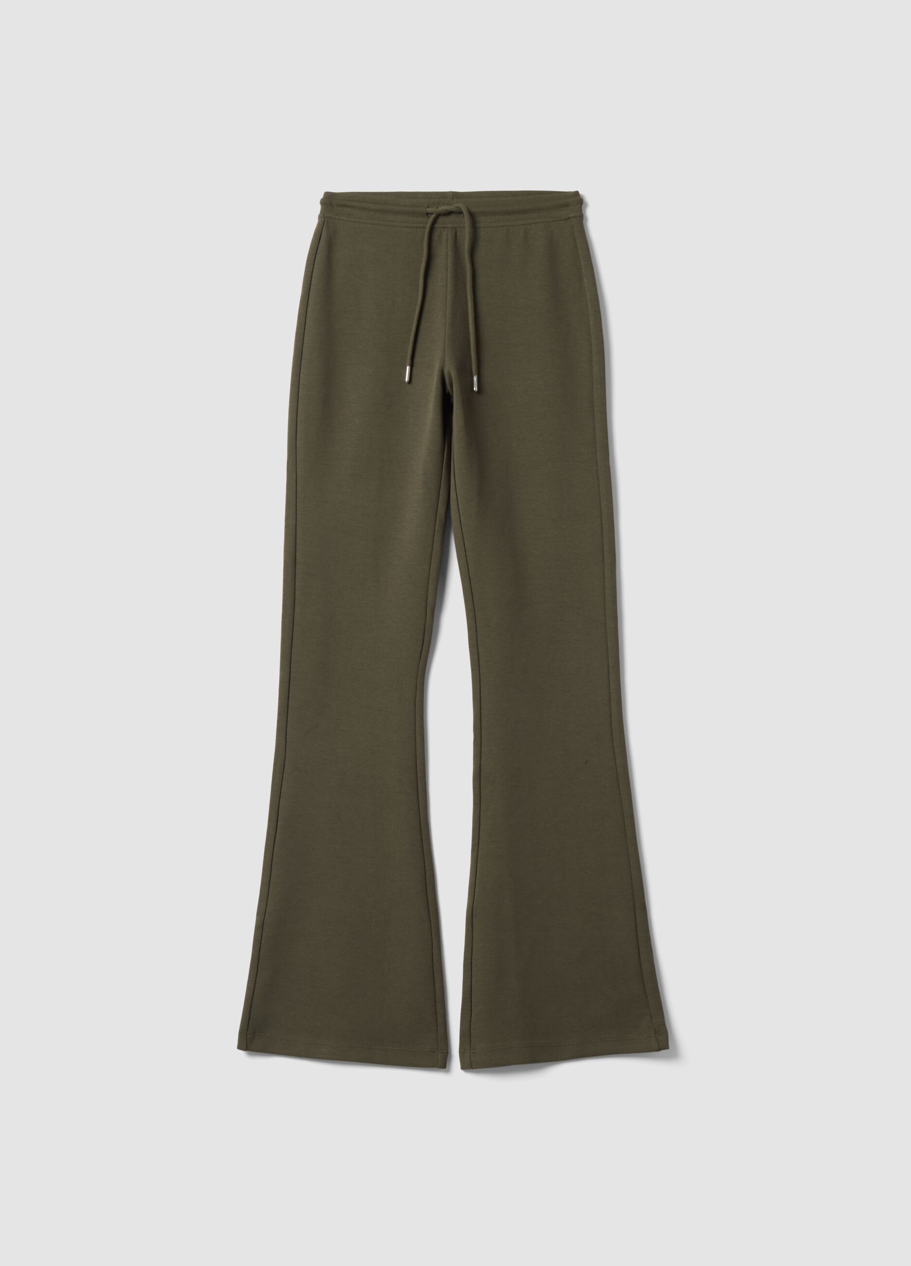 Green flared joggers in stretch organic cotton