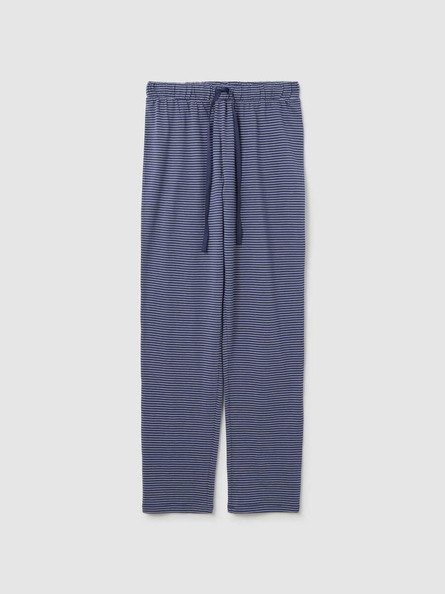 Pantaloni pigiama blu in cotone_4