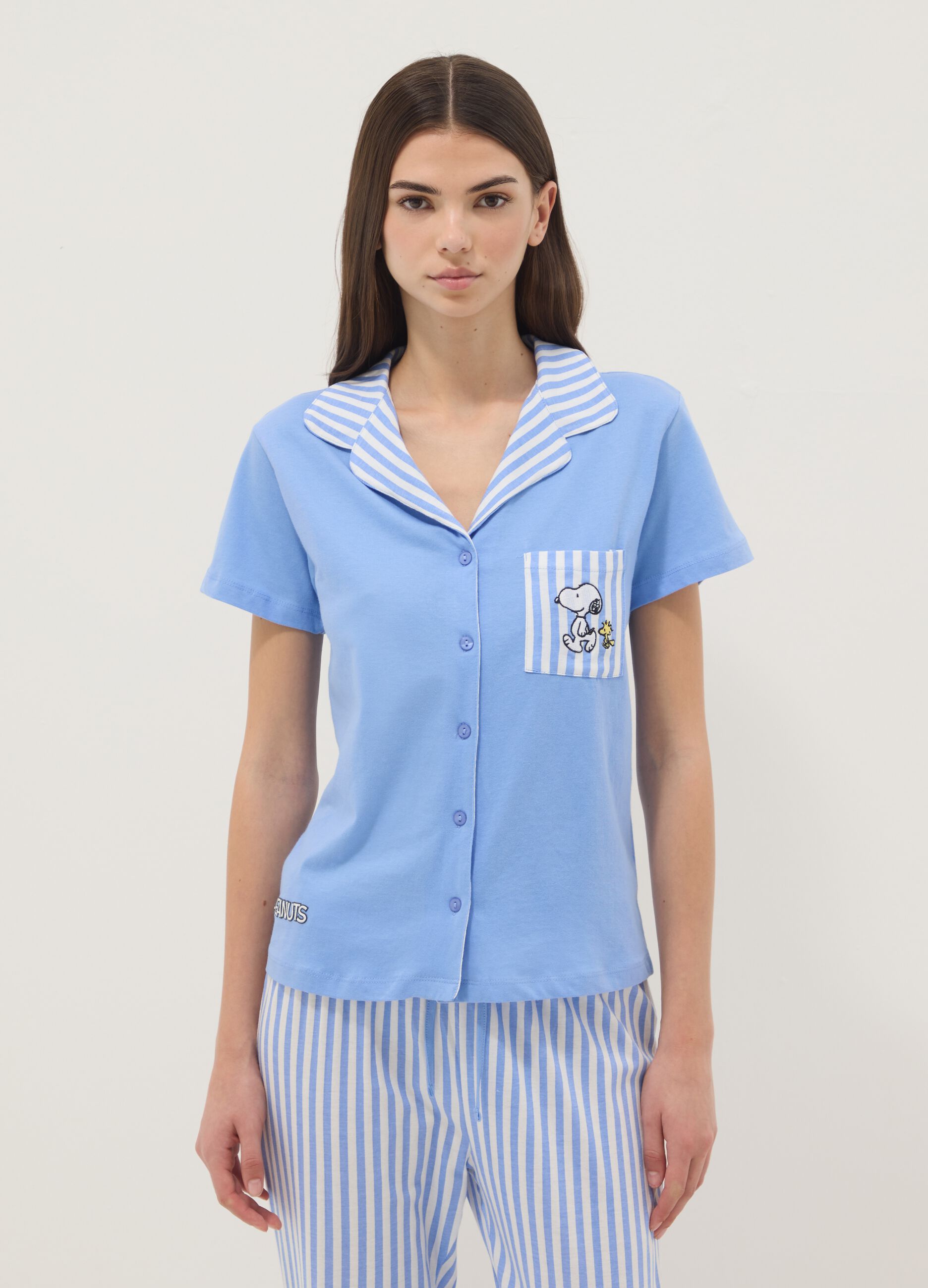 Multicoloured pure cotton regular fit pyjamas with Peanuts