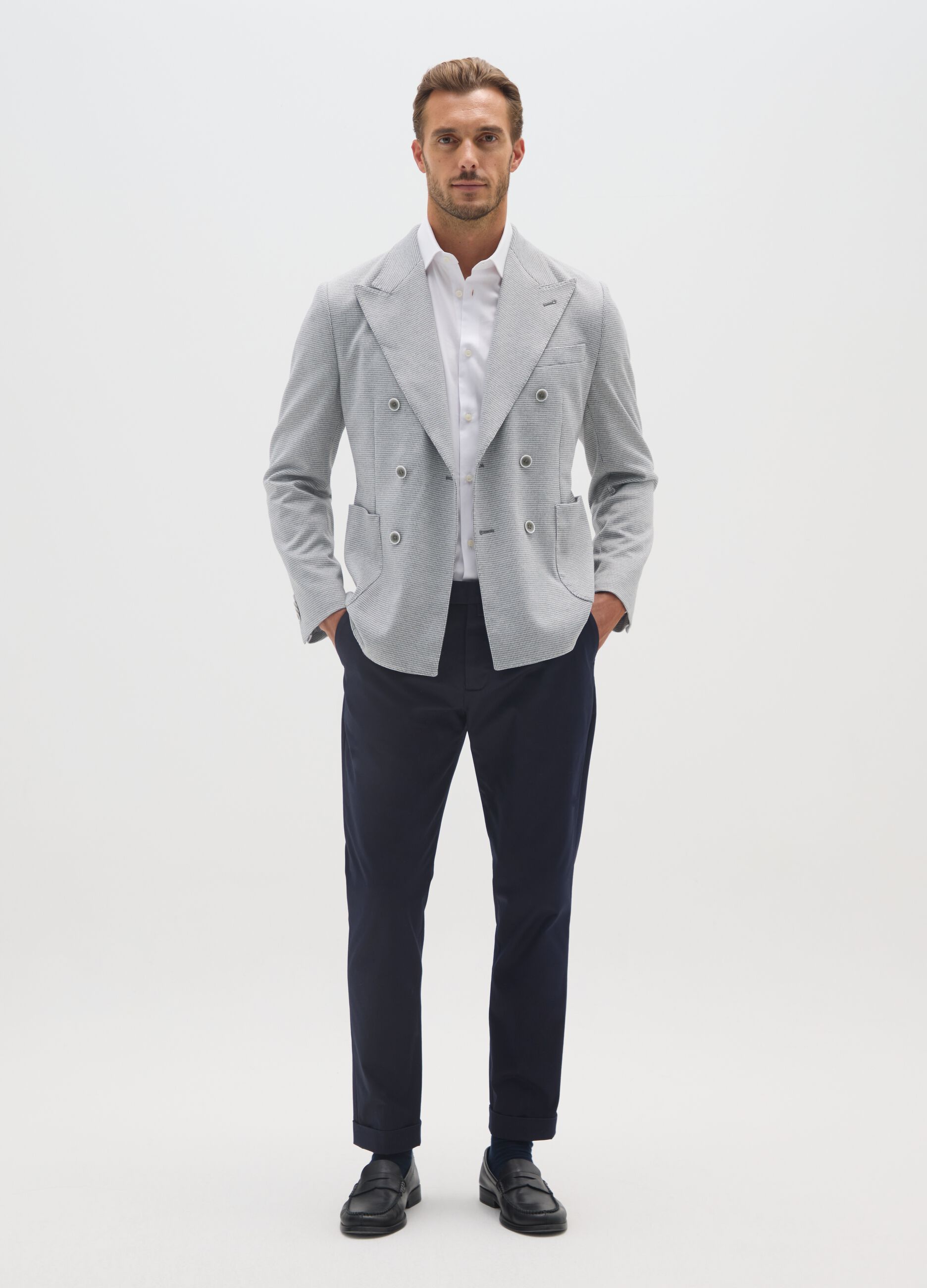 Blue Slim Fit Stretch Cotton Trousers