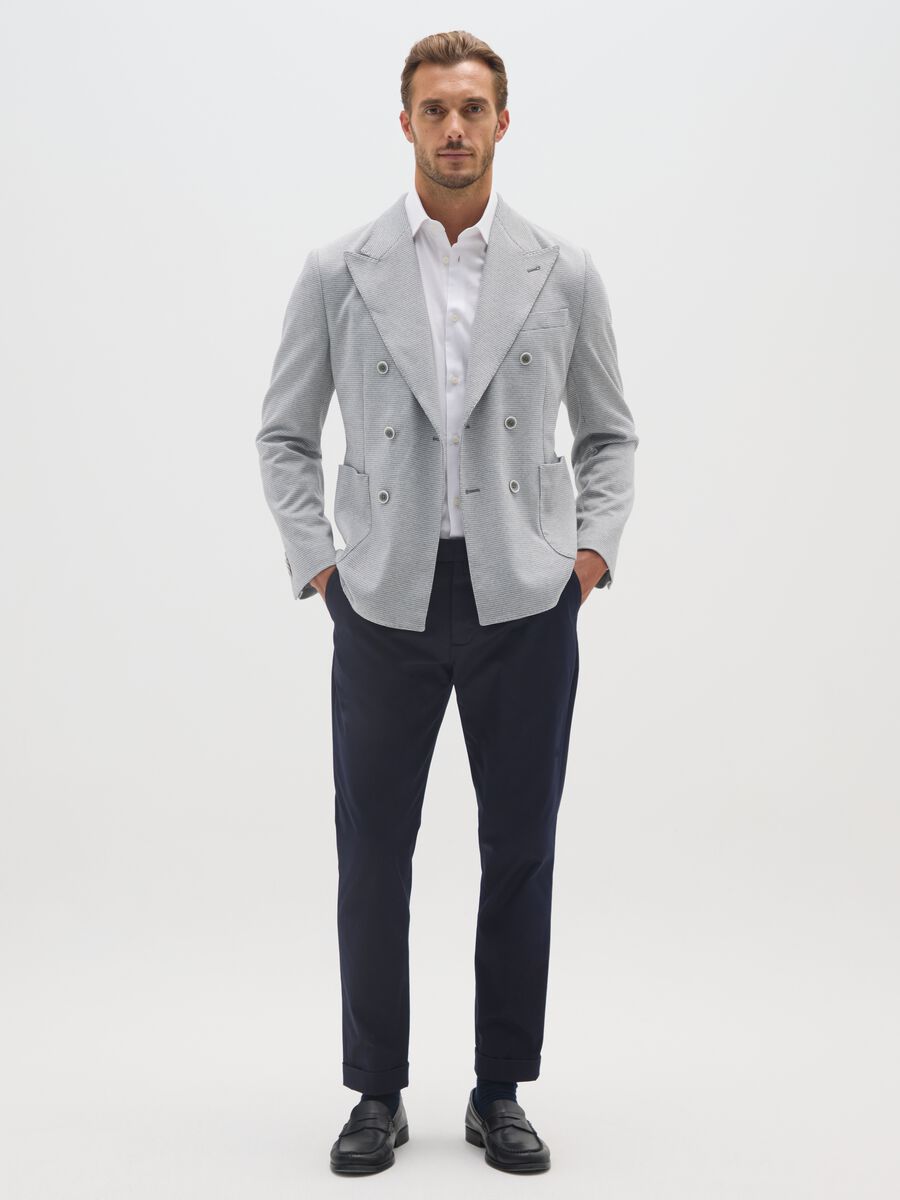 Pantaloni in cotone elasticizzato blu slim fit_0