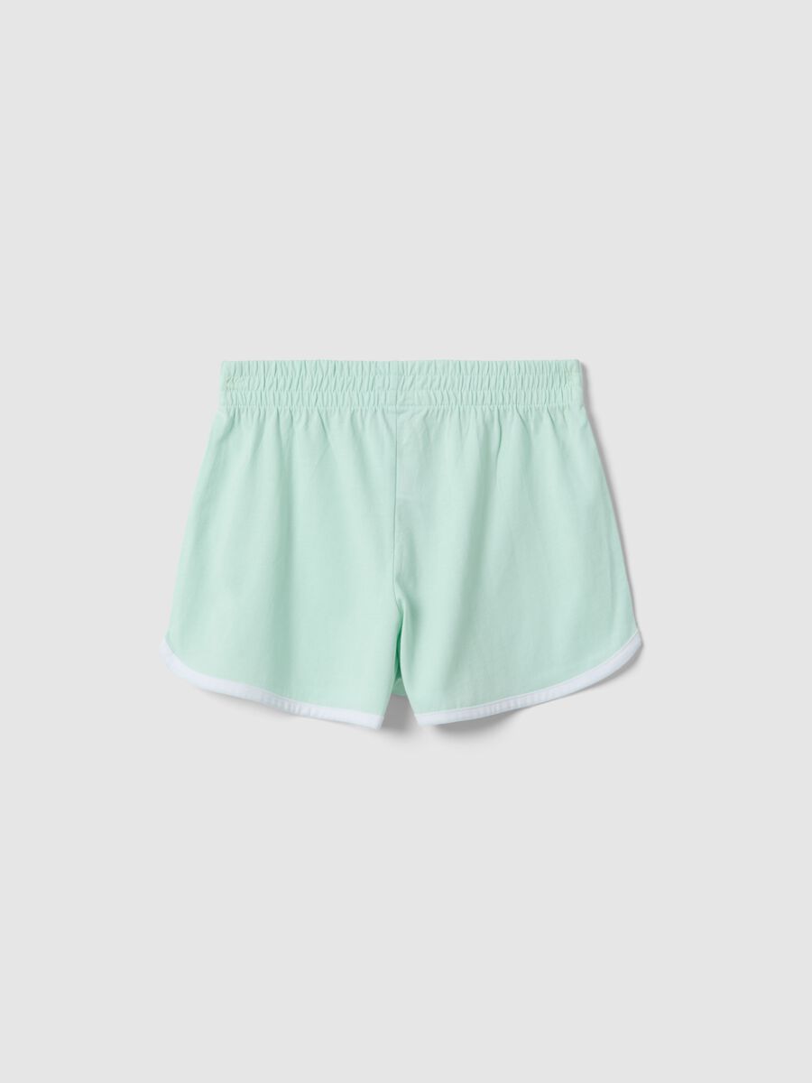 Pantaloni corti in puro cotone verdi da ragazza slim fit_4