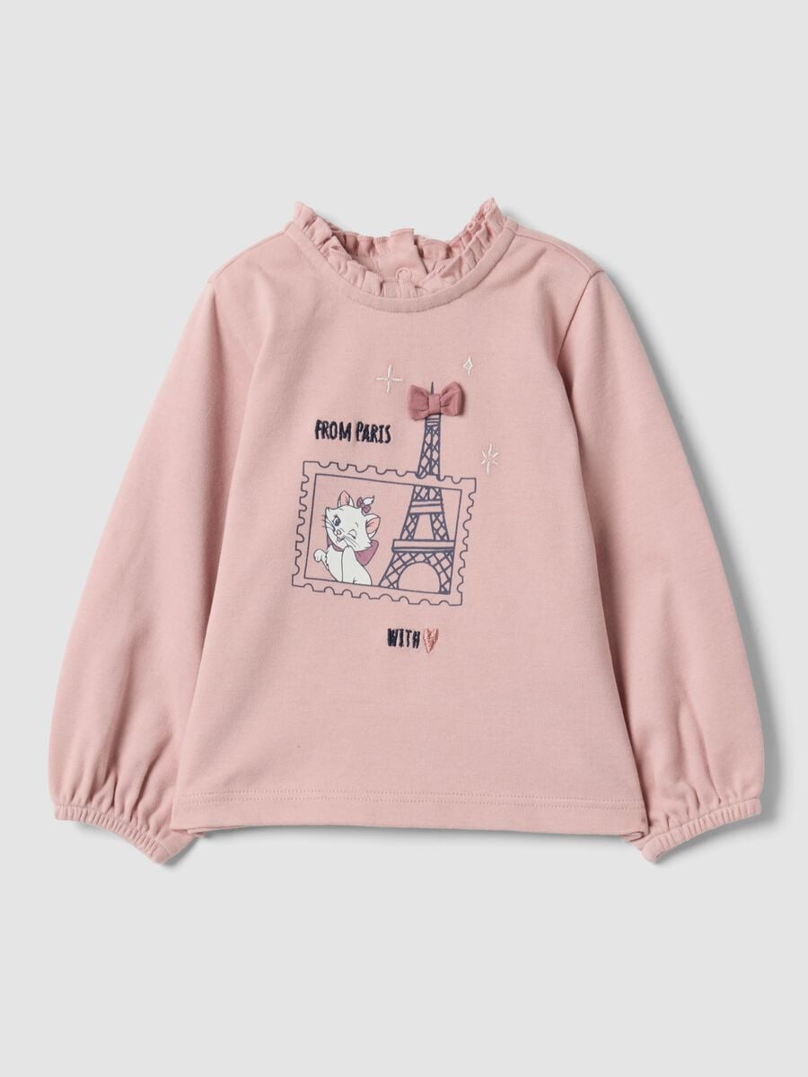 Maglia rosa in puro cotone organico con stampa Aristogatti per neonata_0
