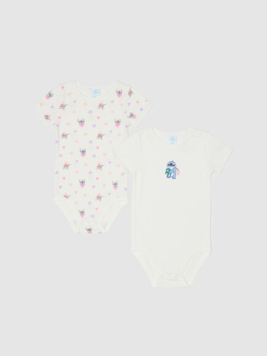 Bipack body da neonata in puro cotone bianco con maniche corte_0