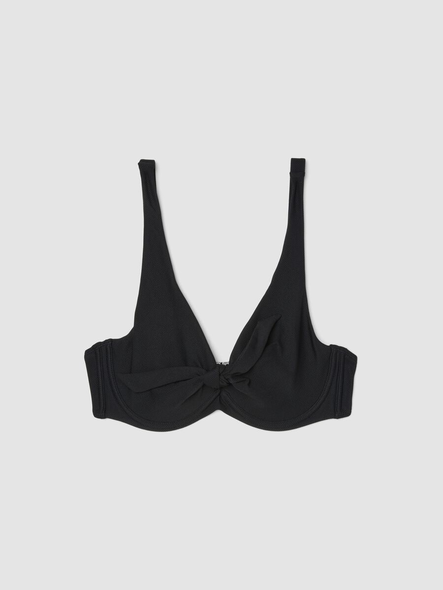 Top bikini elasticizzato nero con fiocco_4