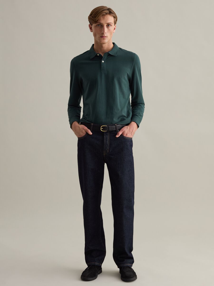 Long-sleeved polo shirt in piquet_1