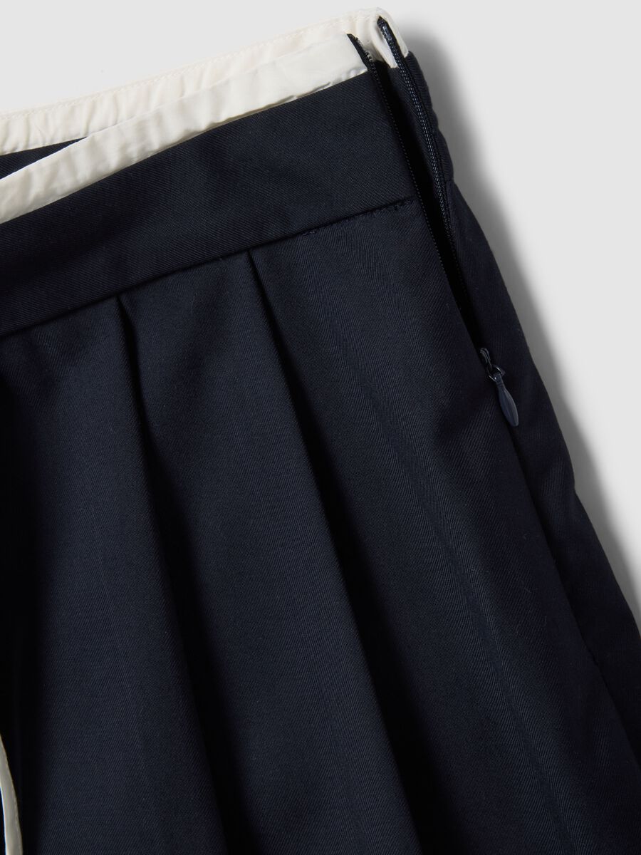 Gonna in misto viscosa blu regular fit con vita strutturata_5