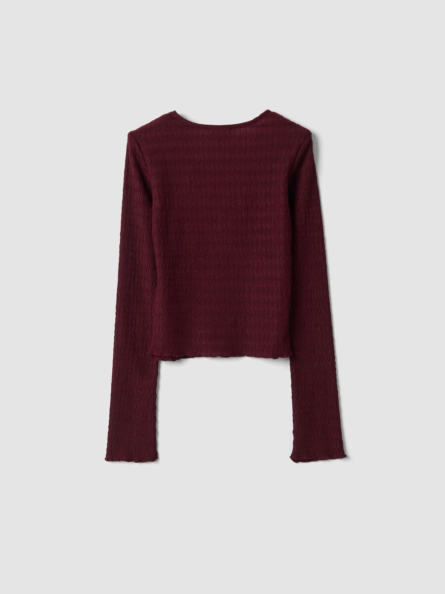 Red long-sleeve stretch crew-neck T-shirt_5