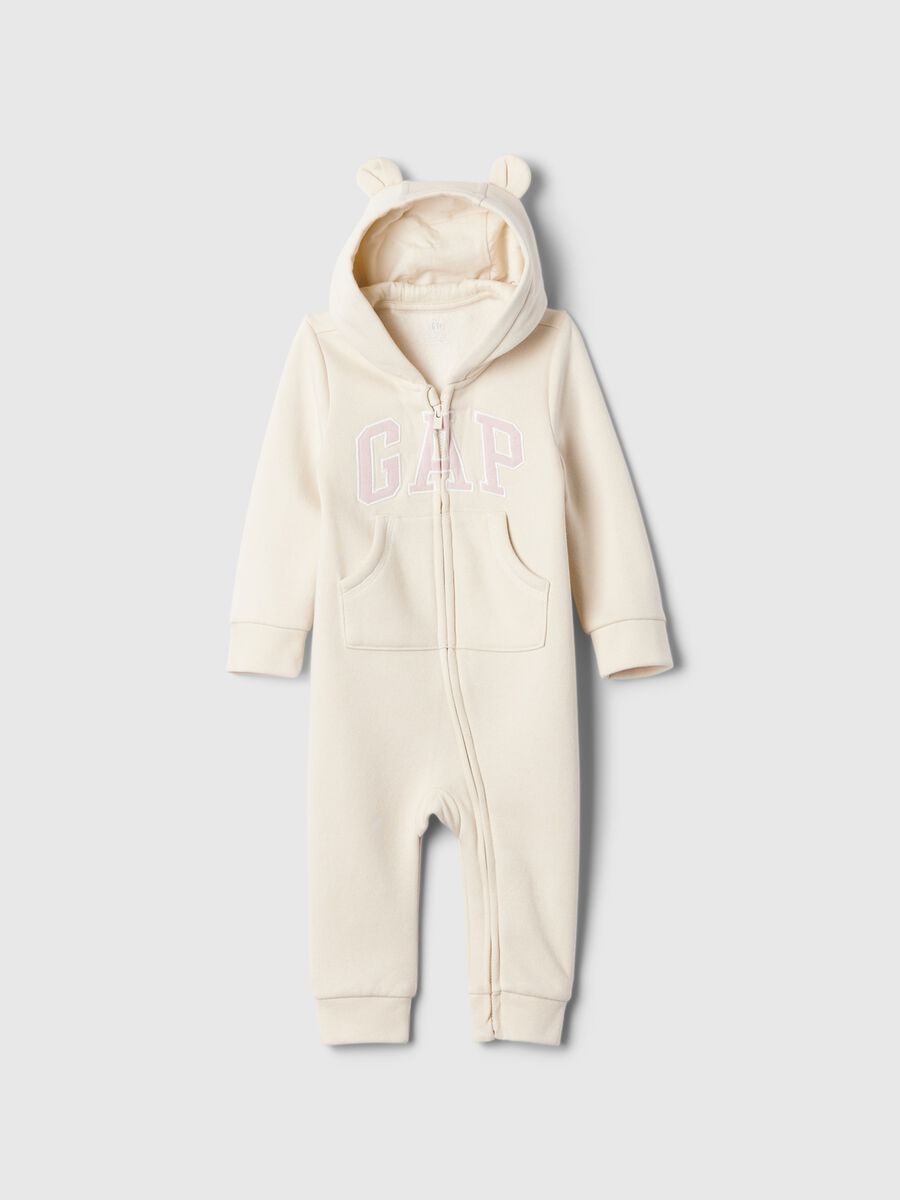 Tutina full-zip con cappuccio e ricamo logo_0