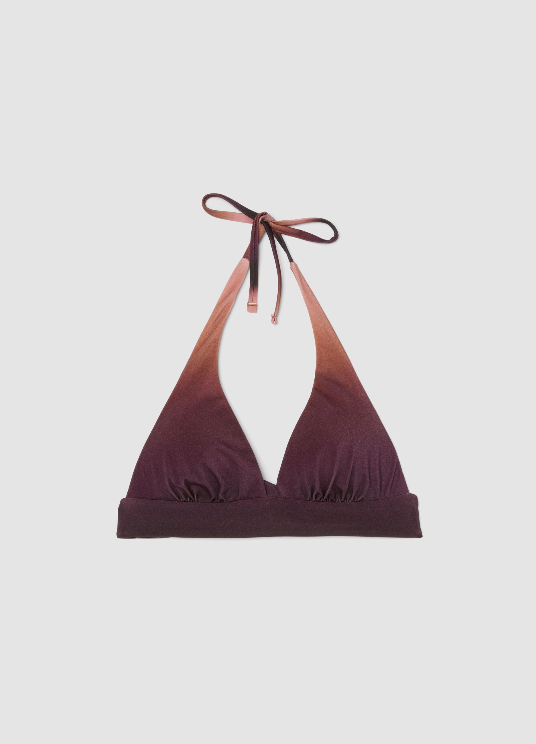 Brown stretch bikini top with ombr&eacute; effect