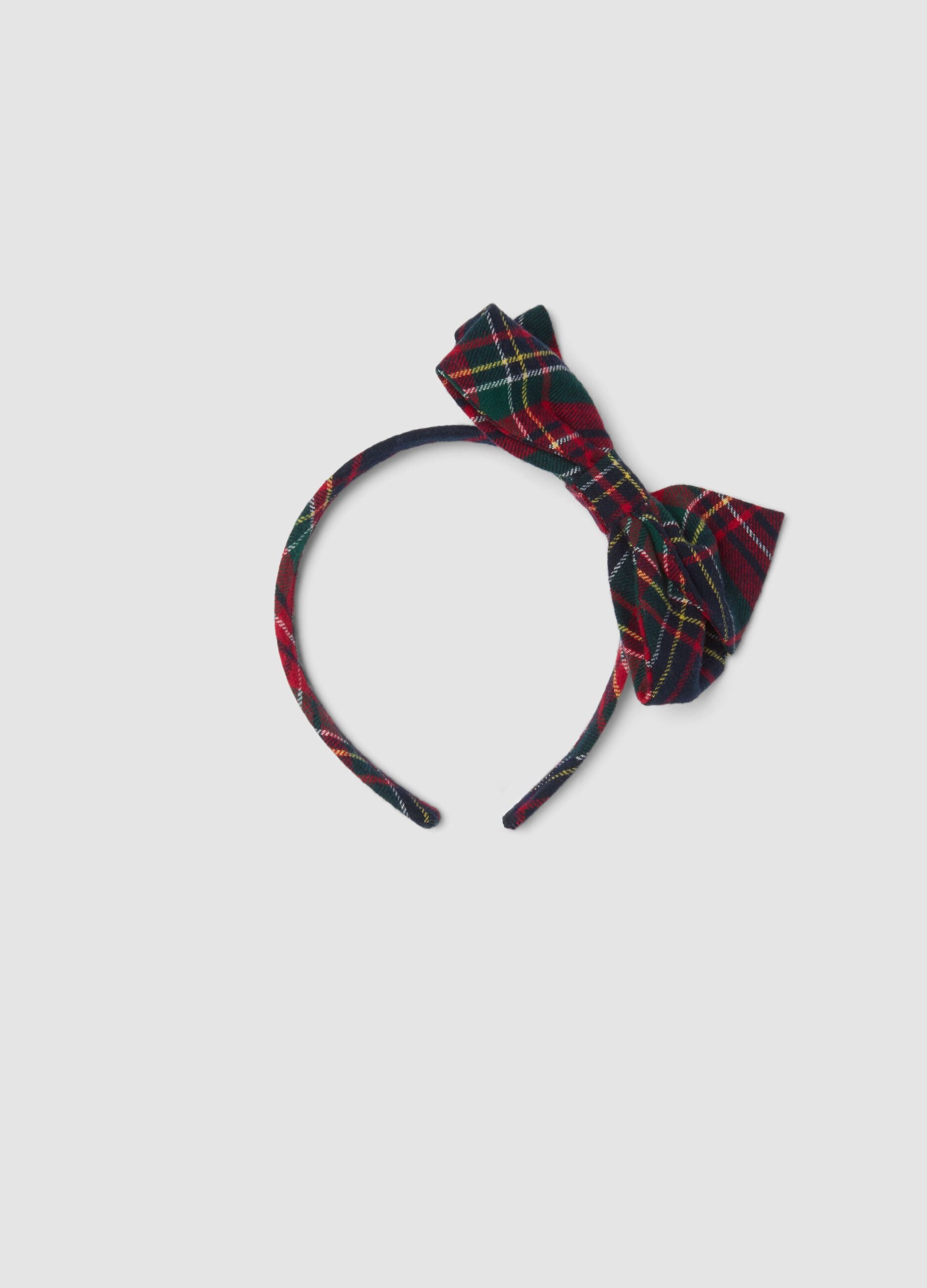 Red gingham headband with bow