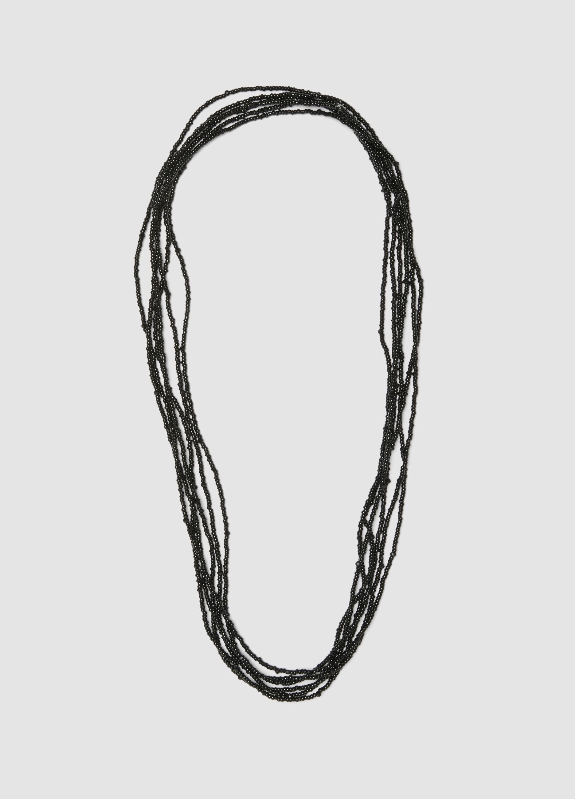 Multi-strand necklace with black beads