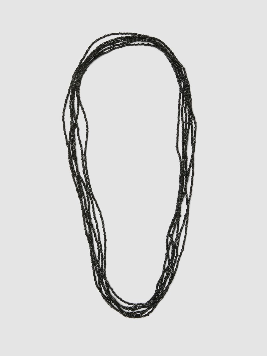 Multi-strand necklace with black beads_0