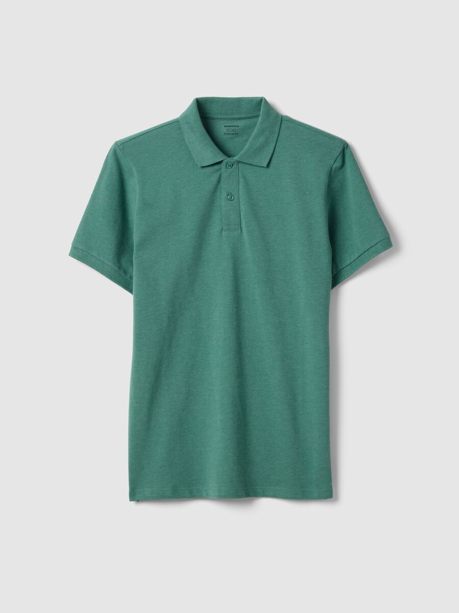Green pure cotton short-sleeve polo shirt, regular fit_4