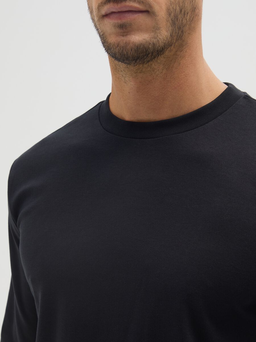 Maglia in puro cotone nera regular fit_3