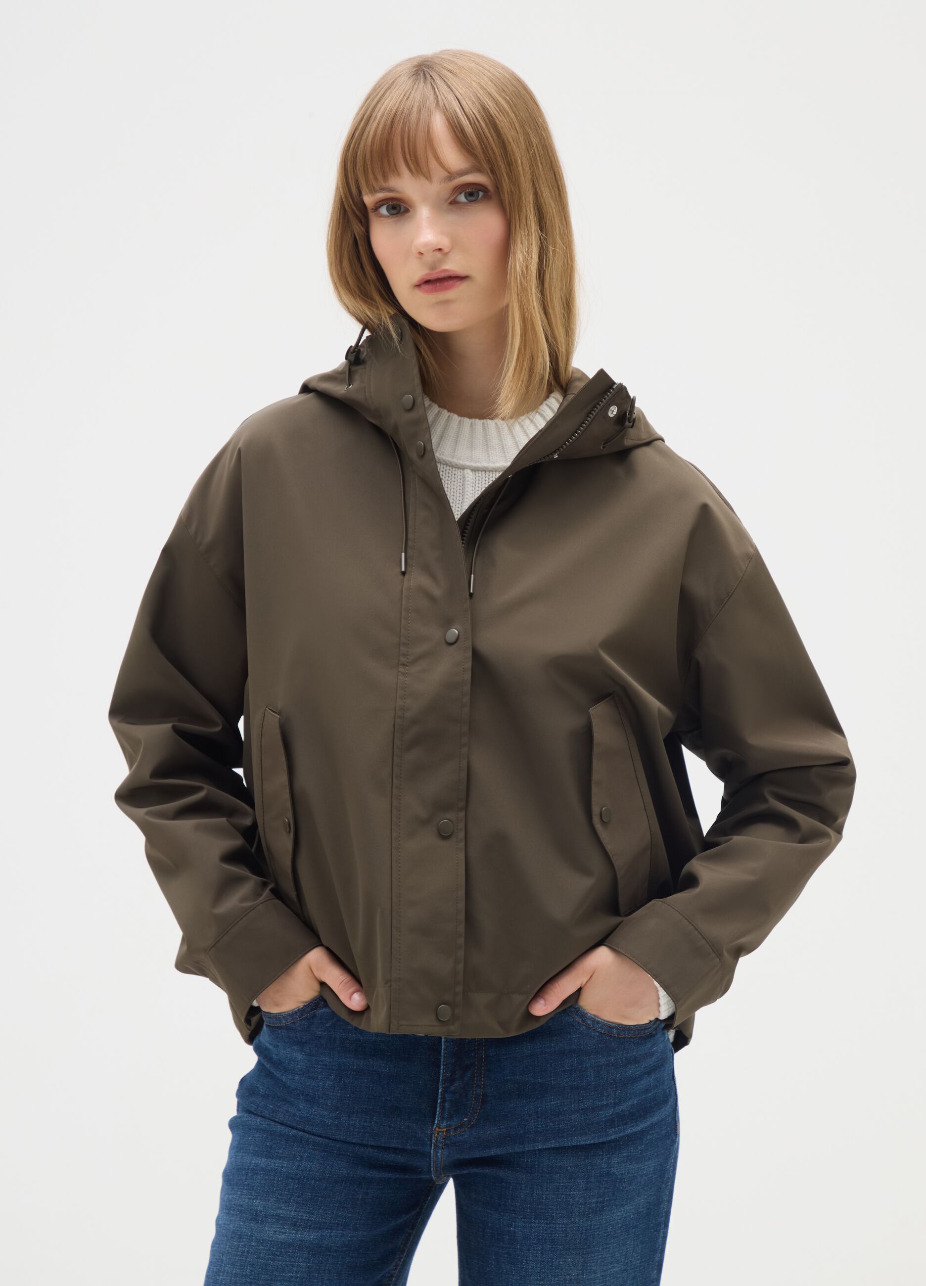 Brown waterproof jacket, regular fit