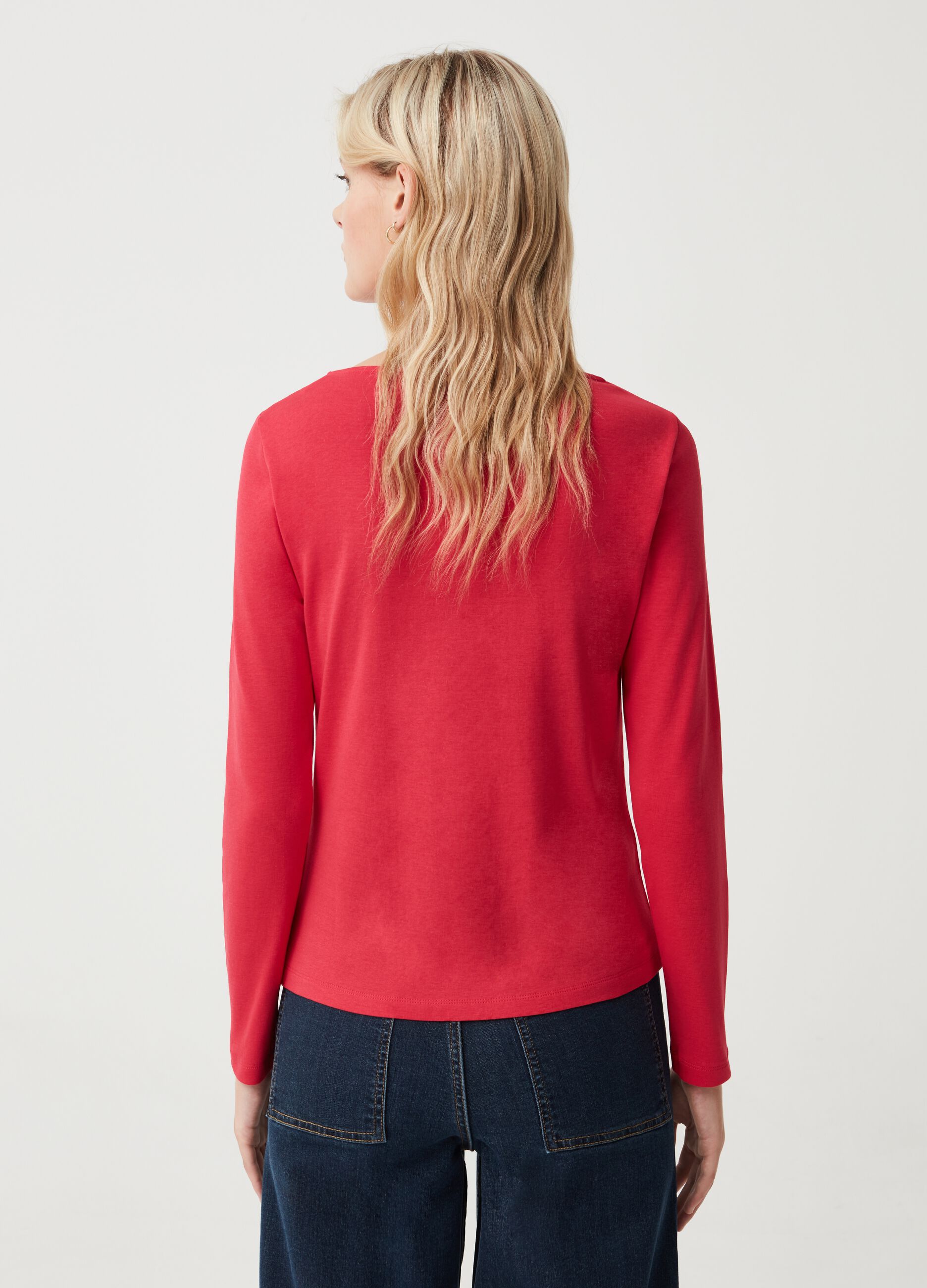 T-shirt a maniche lunghe con inserto traforato_2