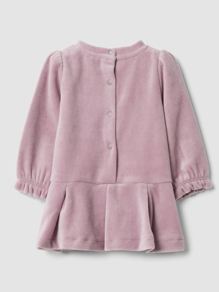 Mauve purple organic cotton-blend dress with embroidery and ruffle hem_1