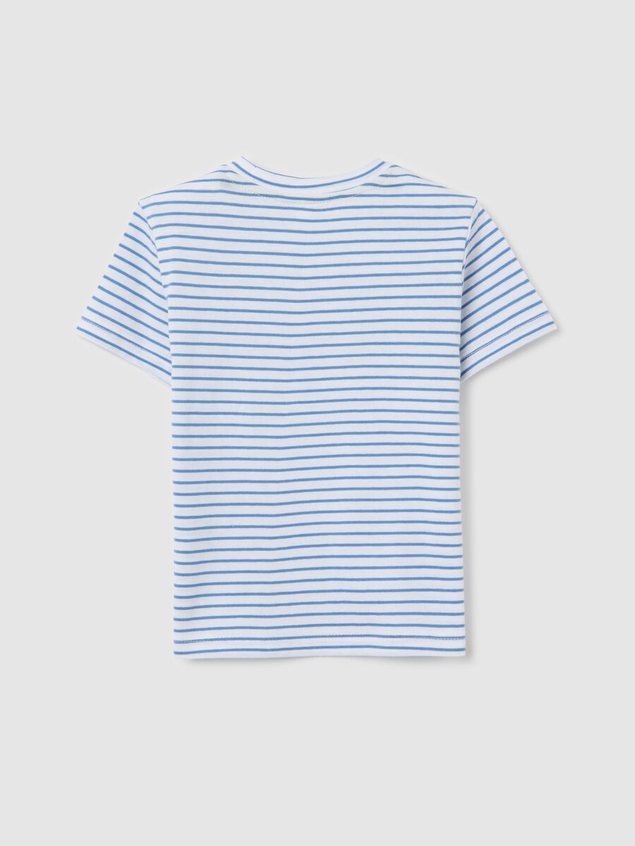 White and blue T-shirt in striped cotton_1